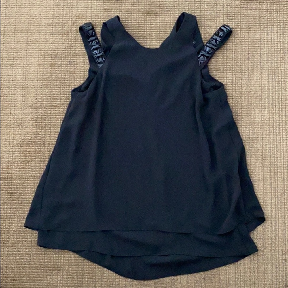 BCBG Embellished Black Dressy Flowy Tank